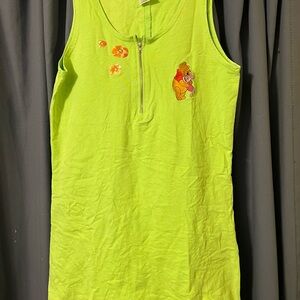 Disney Green and Orange Midi Dress with Floral Accents